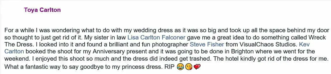 Review Trash the Dress Trash the Dress Review